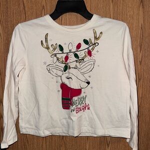 Kids White Reindeer Holiday Shirt